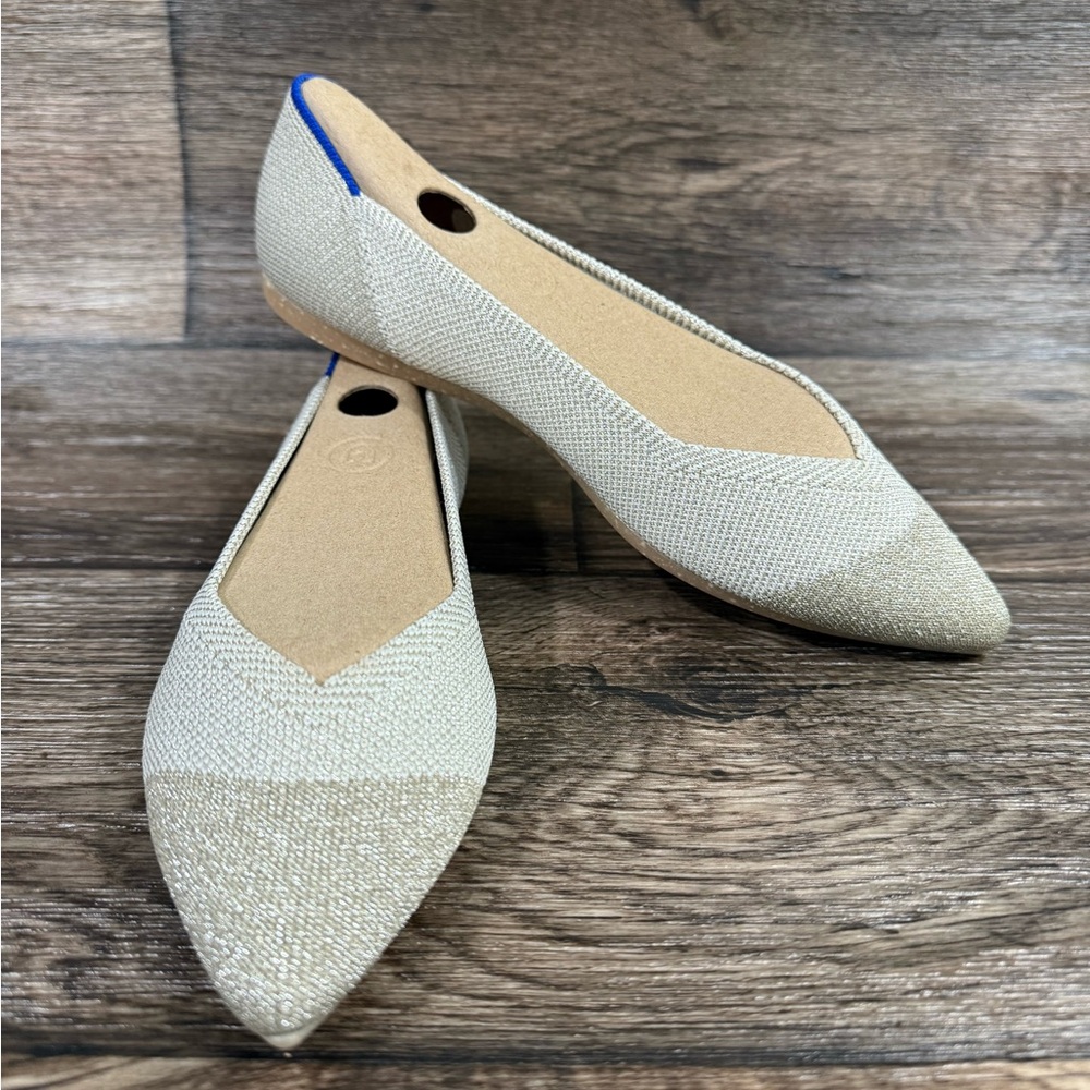 Rothys The Point Diamond Metallic Flat Shoe NEW SZ 8 - Picture 8 of 15